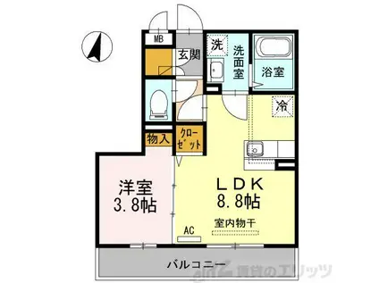 ヴィラコンフォート箕面(1LDK/2階)の間取り写真