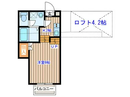 THE SOLEIL五十人町(1K/1階)の間取り写真