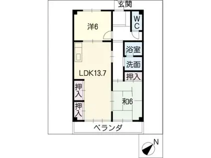 サニーヒル新栄(2LDK/3階)の間取り写真