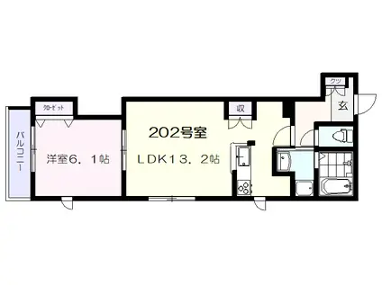 ルーチェ(1LDK/2階)の間取り写真