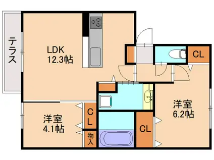 SレガシーNB棟(2LDK/2階)の間取り写真