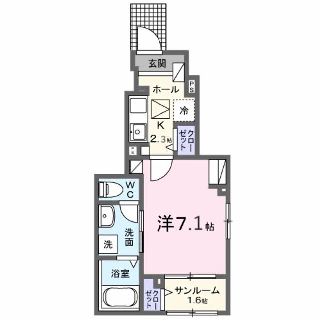コロレ宝永町(1K/1階)の間取り写真