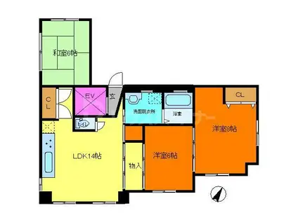 明原第一ビル(3LDK/3階)の間取り写真