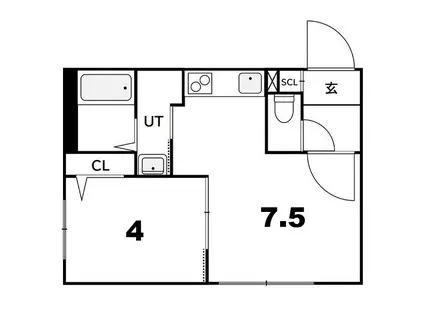 ラフィーネ平岸III(1DK/3階)の間取り写真