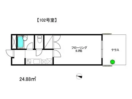 メゾネット上原(1K/1階)の間取り写真
