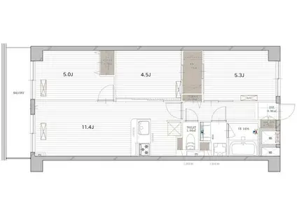 グリーンパーク北葛西(3LDK/4階)の間取り写真