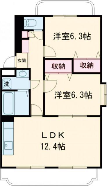ユーミーグレース(2LDK/2階)の間取り写真