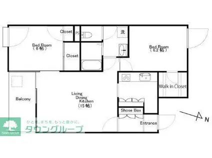 カーサ・トリアーデ(2LDK/4階)の間取り写真