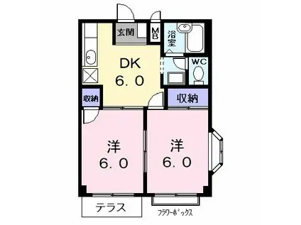 ファミールK(2DK/1階)の間取り写真