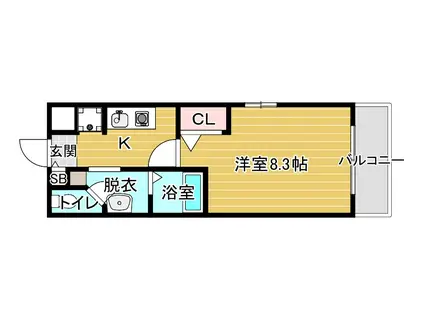 グランドステージ大阪城北(1K/2階)の間取り写真