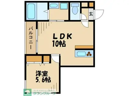 エンジュ(1LDK/2階)の間取り写真