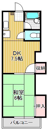 戸越ニューコーポ(1DK/2階)の間取り写真