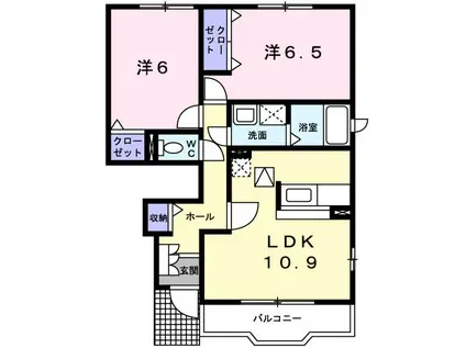 シューベルブ・メゾンA(2LDK/1階)の間取り写真