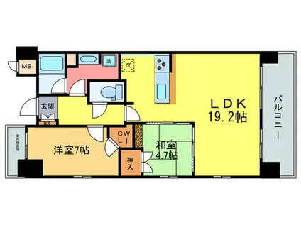 サンシティ草津駅前(2LDK/7階)の間取り写真