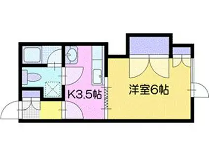 メープルルーム(1K/2階)の間取り写真