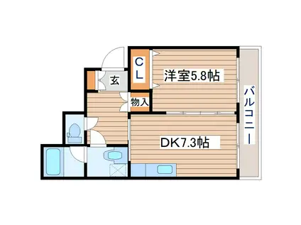 カーサDEシエスタ(1DK/4階)の間取り写真