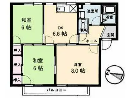 フレグランス笑迫 C棟(3DK/2階)の間取り写真
