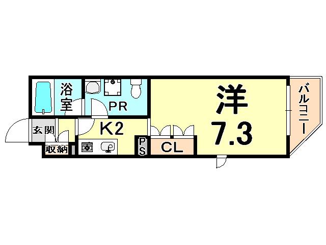 サカトⅠ(ワンルーム/2階)の間取り写真