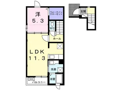 ル ヴァン デュ パン(1LDK/2階)の間取り写真