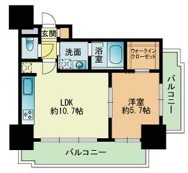 RJRプレシア吉塚駅前(1LDK/8階)の間取り写真