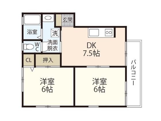 プレジール沖田(2DK/2階)の間取り写真