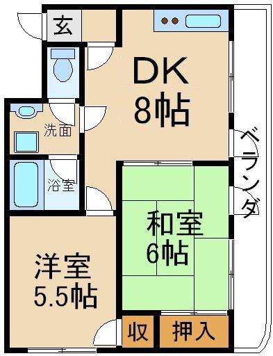 レスターテII(2DK/3階)の間取り写真