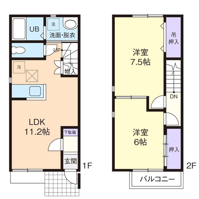 COLLINA(2LDK/1階)の間取り写真