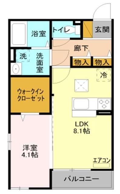 メゾンドソレイユE(1LDK/1階)の間取り写真