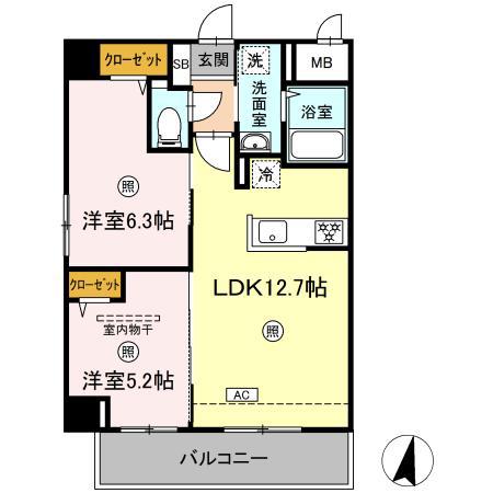 メゾン ド ウミライ松江駅前(2LDK/2階)の間取り写真