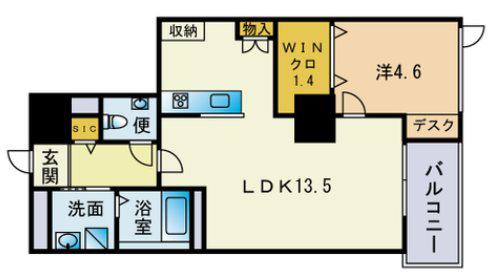 S-FORT警固タワー(1LDK/20階)の間取り写真