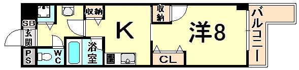 CASA27(1K/1階)の間取り写真