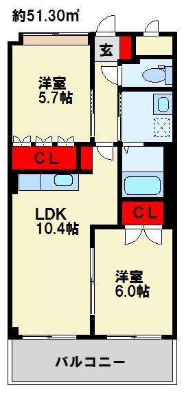 K・Mサンテラス(2LDK/1階)の間取り写真