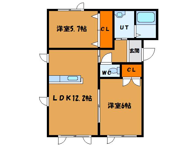 ABISTA(2LDK/2階)の間取り写真