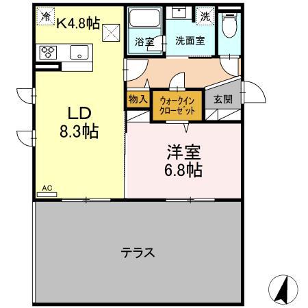 グレースコート大和(1LDK/1階)の間取り写真