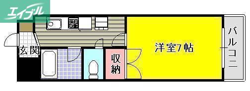 コスモクィーン矢坂I(1K/3階)の間取り写真