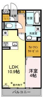 レセーナ(1LDK/2階)の間取り写真