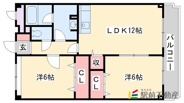 ヒルズウォークK(2LDK/4階)の間取り写真