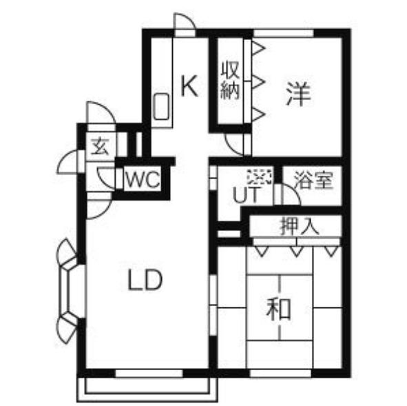 ガーデンヒル宮の沢B(2LDK/2階)の間取り写真