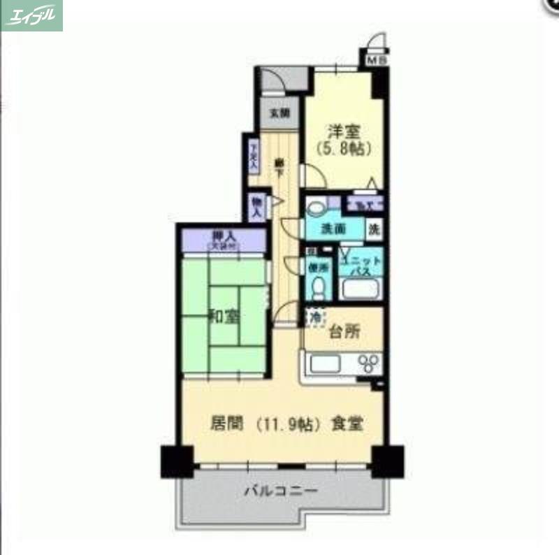サーパス北新保(2LDK/3階)の間取り写真