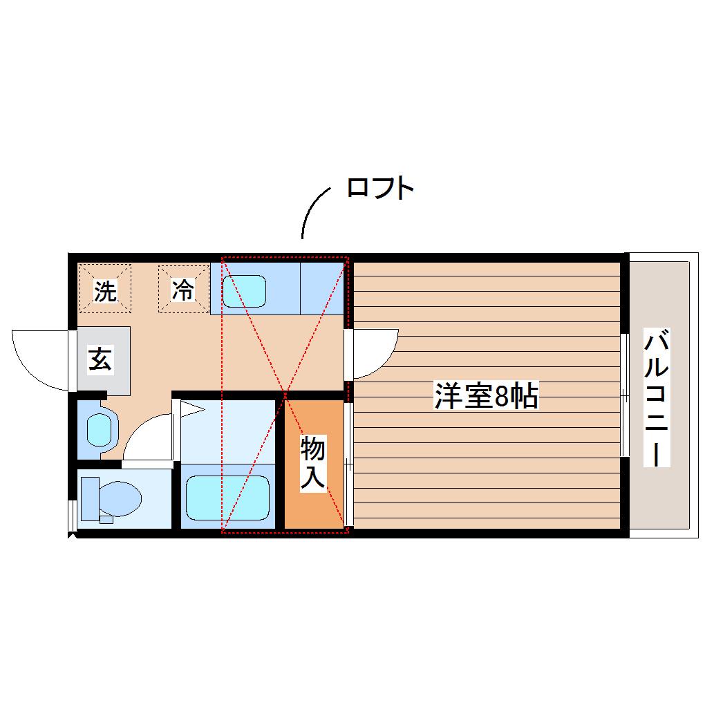 南仙台ハイツJ棟(1K/1階)の間取り写真