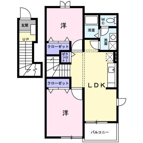 サンスプリング(2LDK/2階)の間取り写真