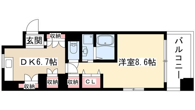 N.S ZEAL大曽根(1DK/8階)の間取り写真