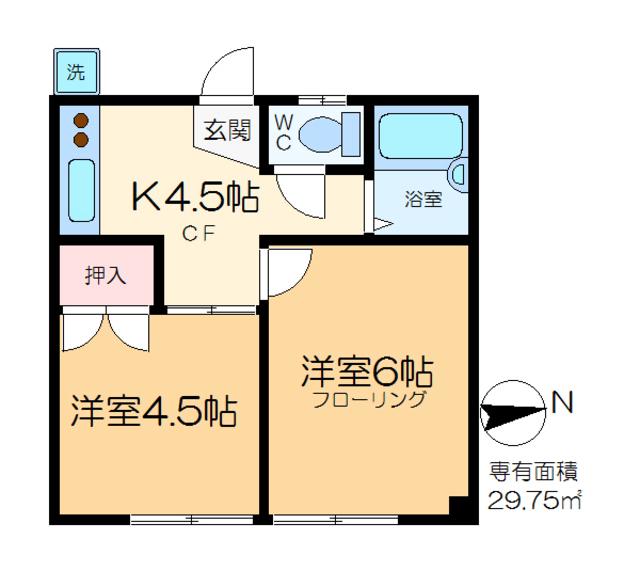 岩井マンション(2K/3階)の間取り写真