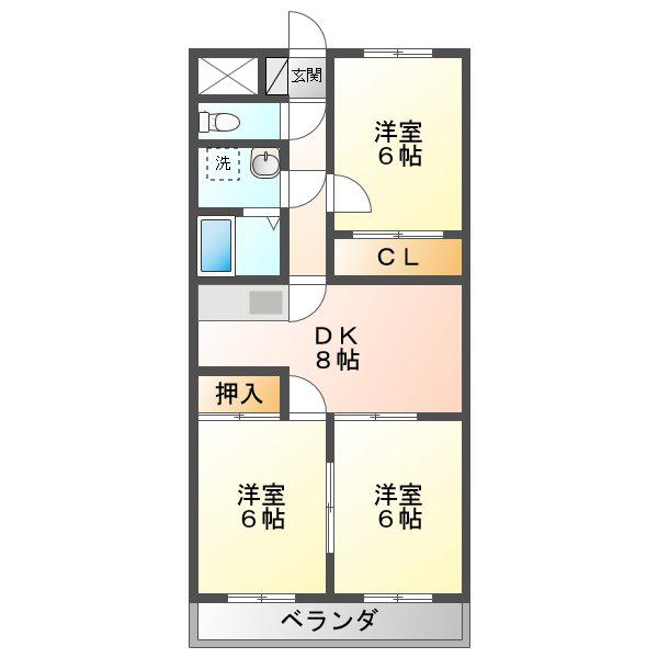 マンションマロンシャンテ(3DK/3階)の間取り写真
