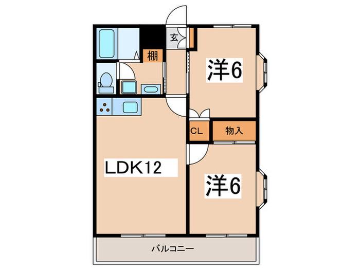 クレスタート(2LDK/3階)の間取り写真