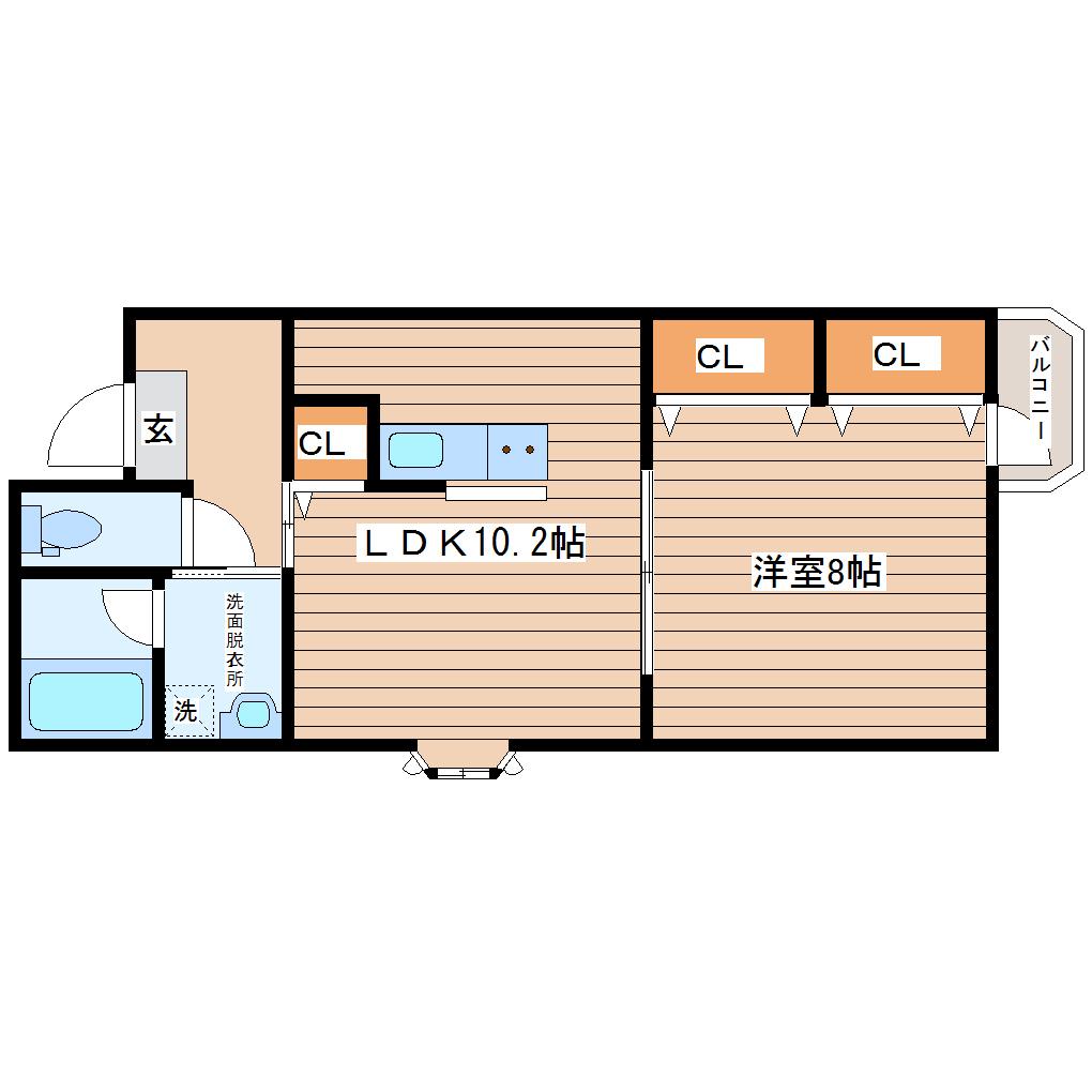 グラツィ(1LDK/2階)の間取り写真
