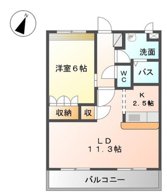 グレイスハイム(1LDK/1階)の間取り写真