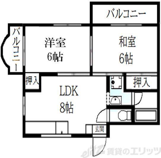 MI PIACE吹田I(2LDK/2階)の間取り写真