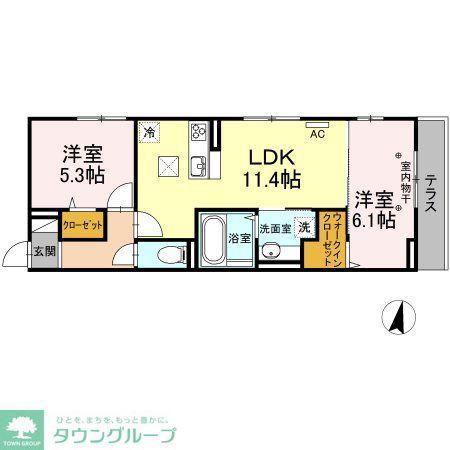 京成本線 江戸川駅 徒歩11分 3階建 築6年(2LDK/1階)の間取り写真