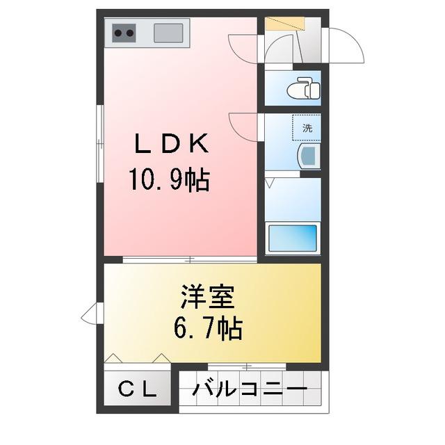 LA-CREA ZII(1LDK/2階)の間取り写真